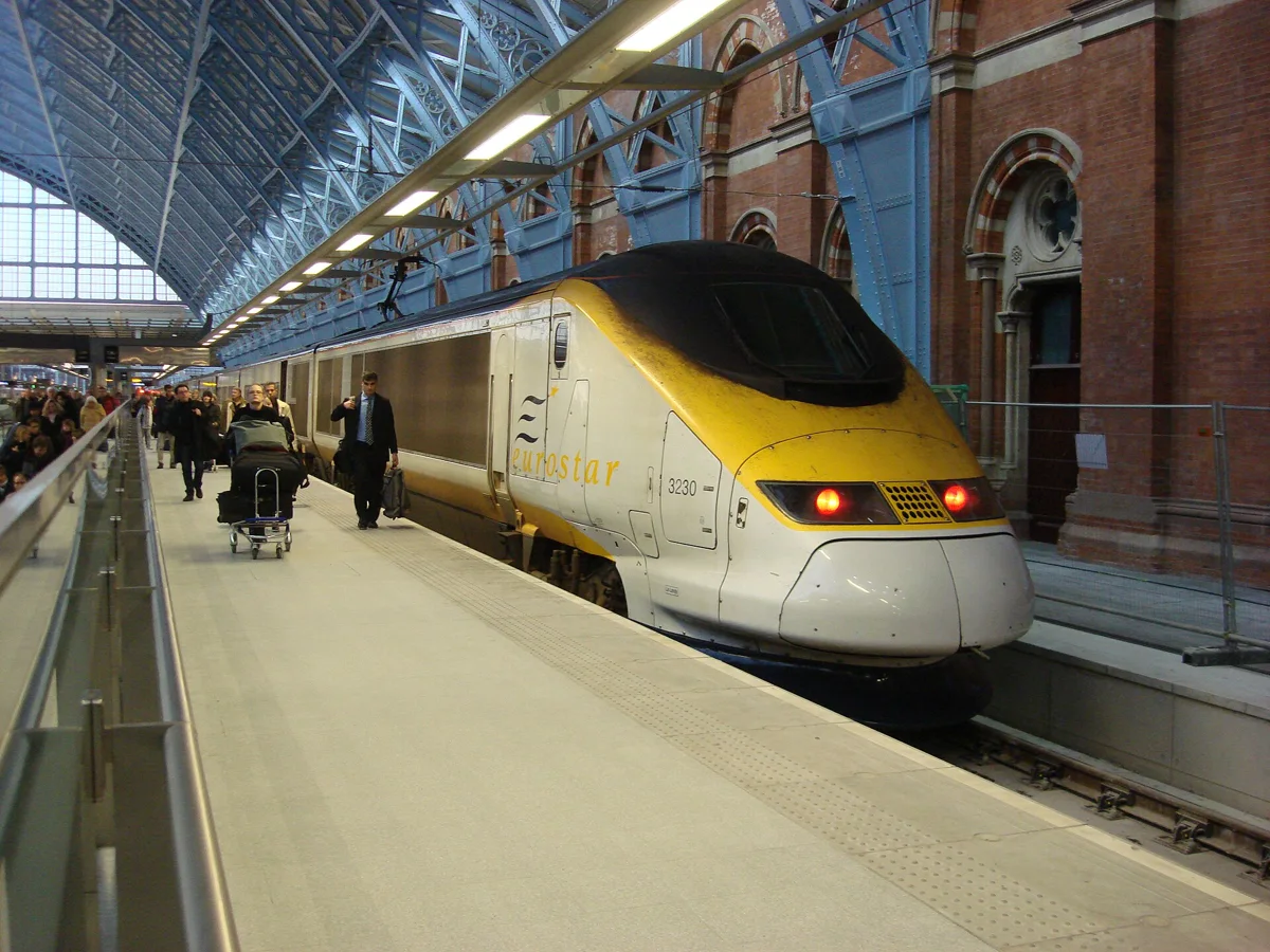 Eurostar train at St Pancras station for a day trip from Paris to London