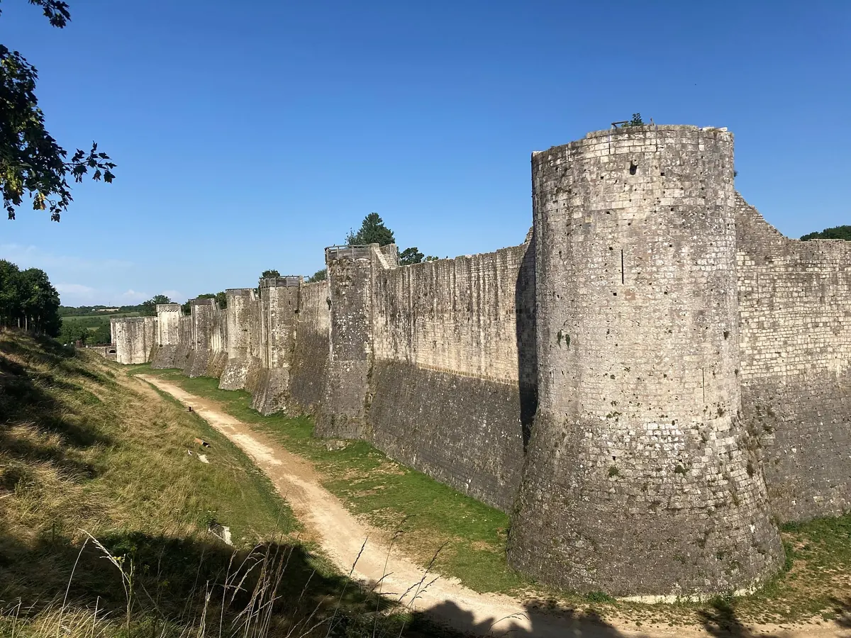 Medieval ramparts and tower at Provins on a day trip from Paris