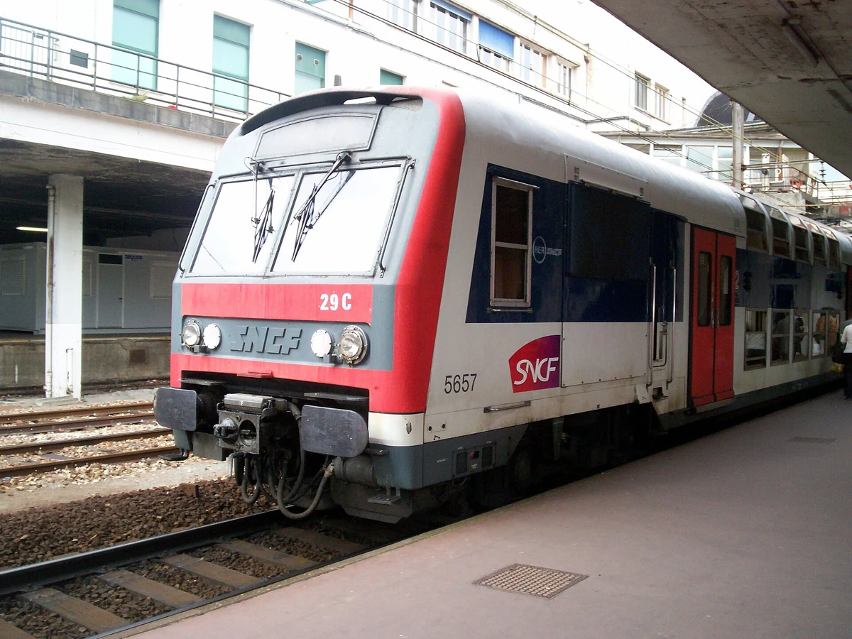 RER C train in Versailles-Chantiers station on the way from Paris, a day trip from Paris by train