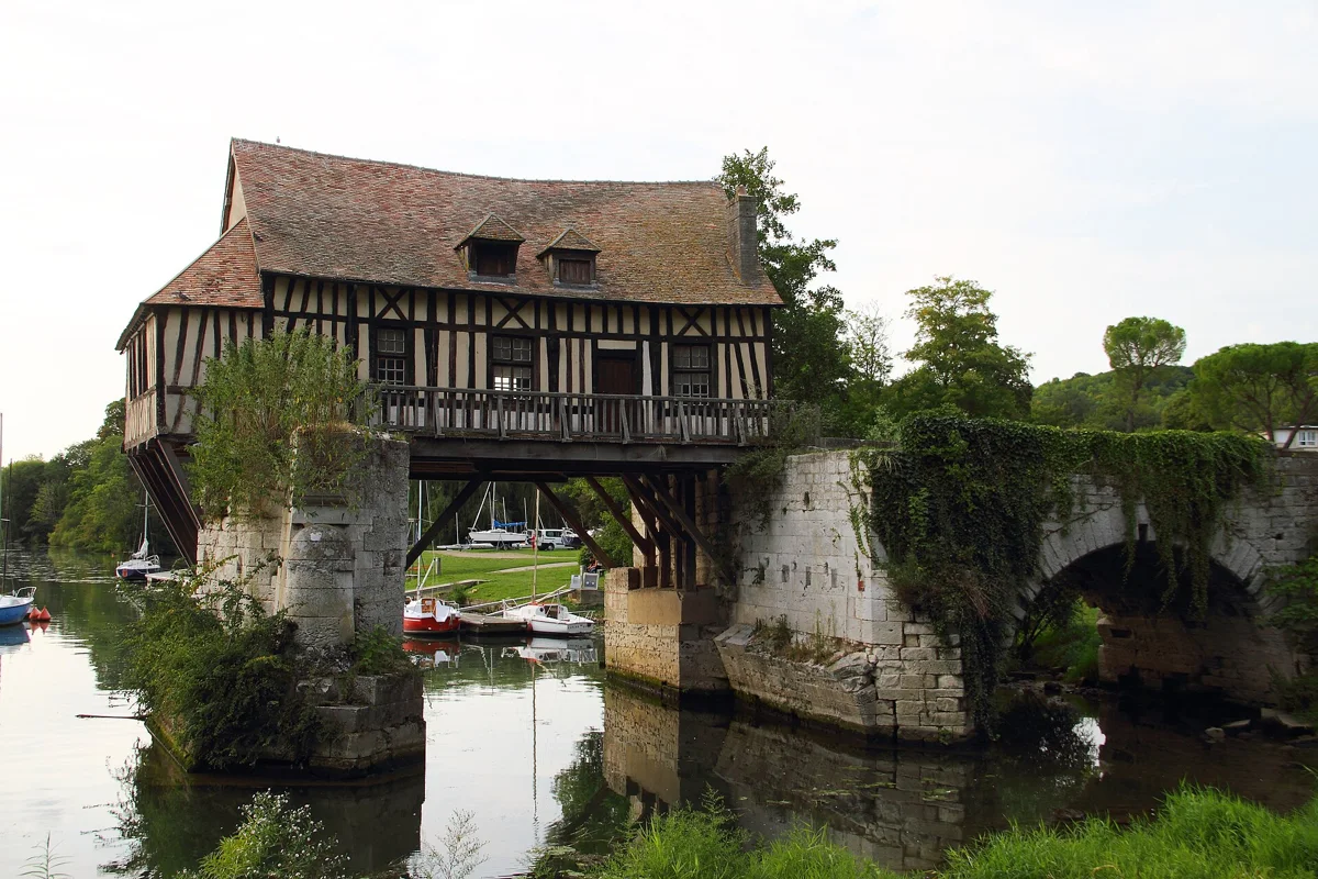 Half-timbered Old Mill on the Seine at Vernon near Giverny on a day trip from Paris